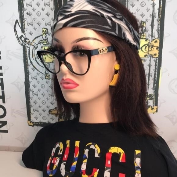 NEW Authentic Fendi FE50026I 001 Eyeglasses – Black Cat Eye 53mm